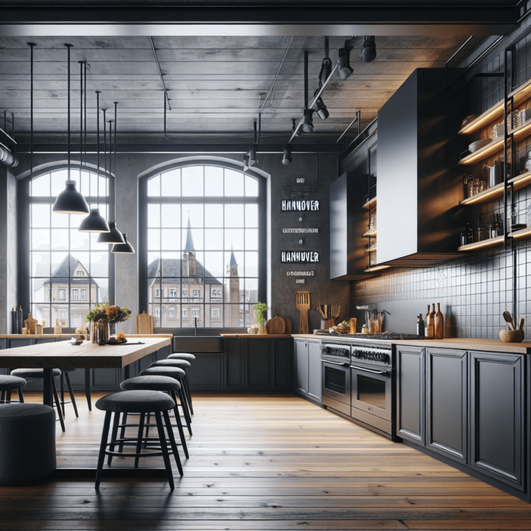 anthrazitfarbene Industrielle Küche-Hannover