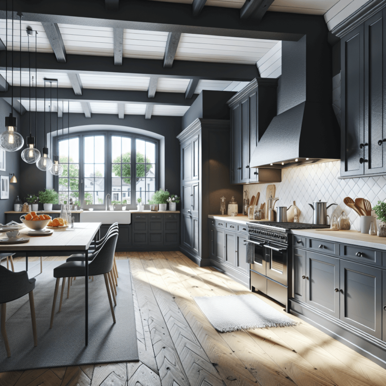 anthrazitfarbene Küche im Bauernhausstil-Hannover