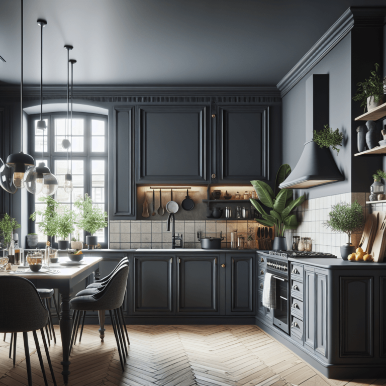 anthrazitfarbene Küche im Vintage Chic Stil-Hannover