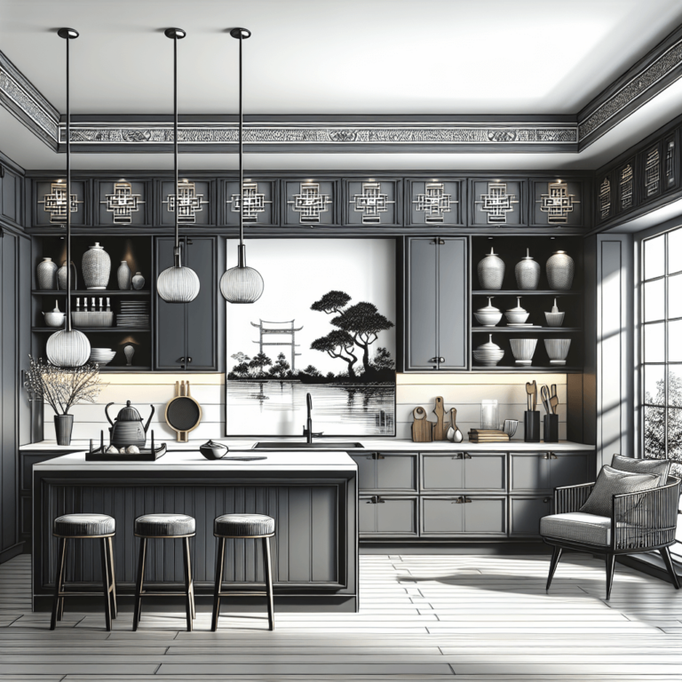 anthrazitfarbene Küche im asiatischen Stil-Hannover