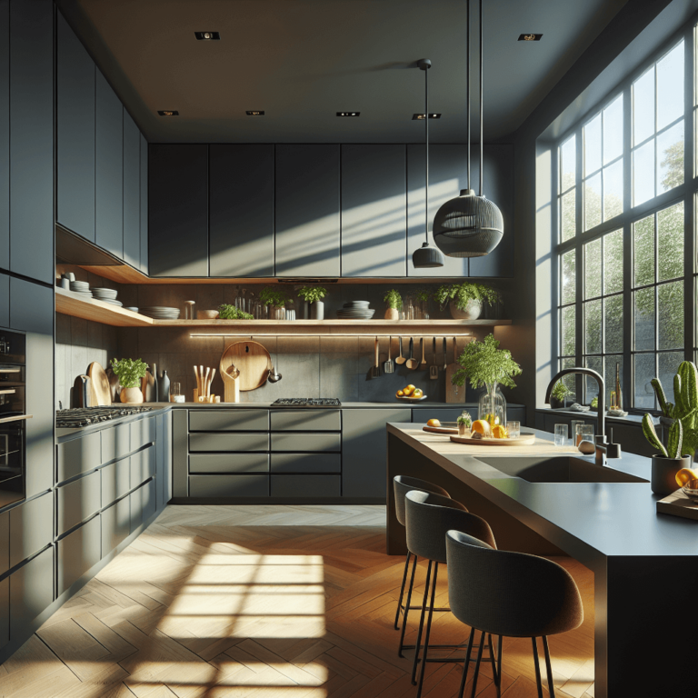 anthrazitfarbene Küche in G-Form-Hannover