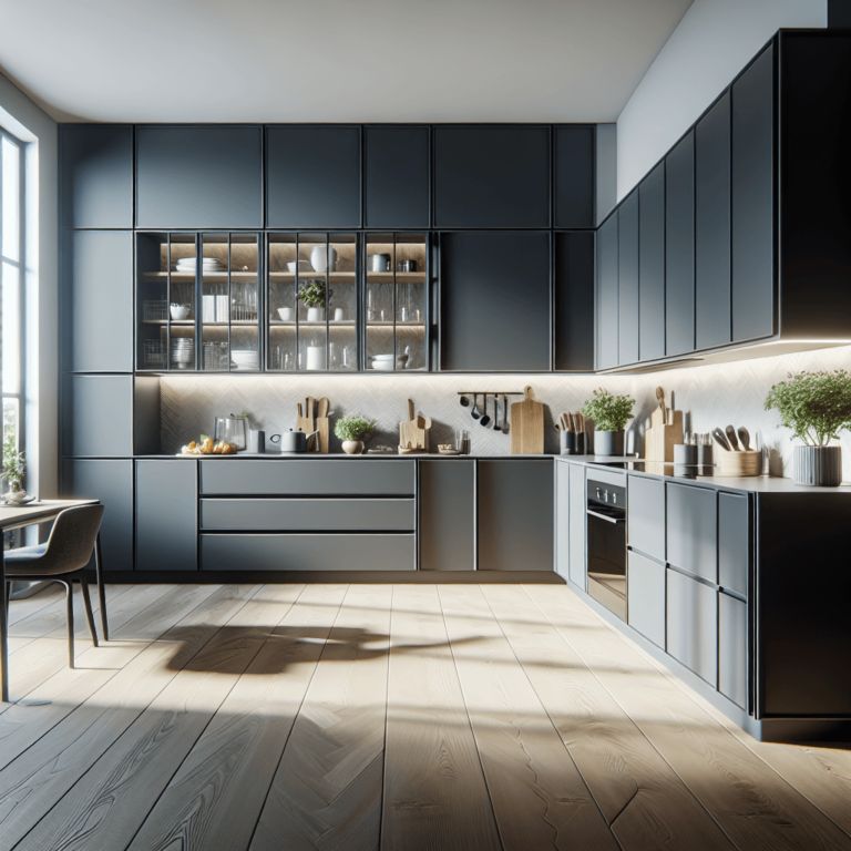 anthrazitfarbene Küche in L-Form-Hannover