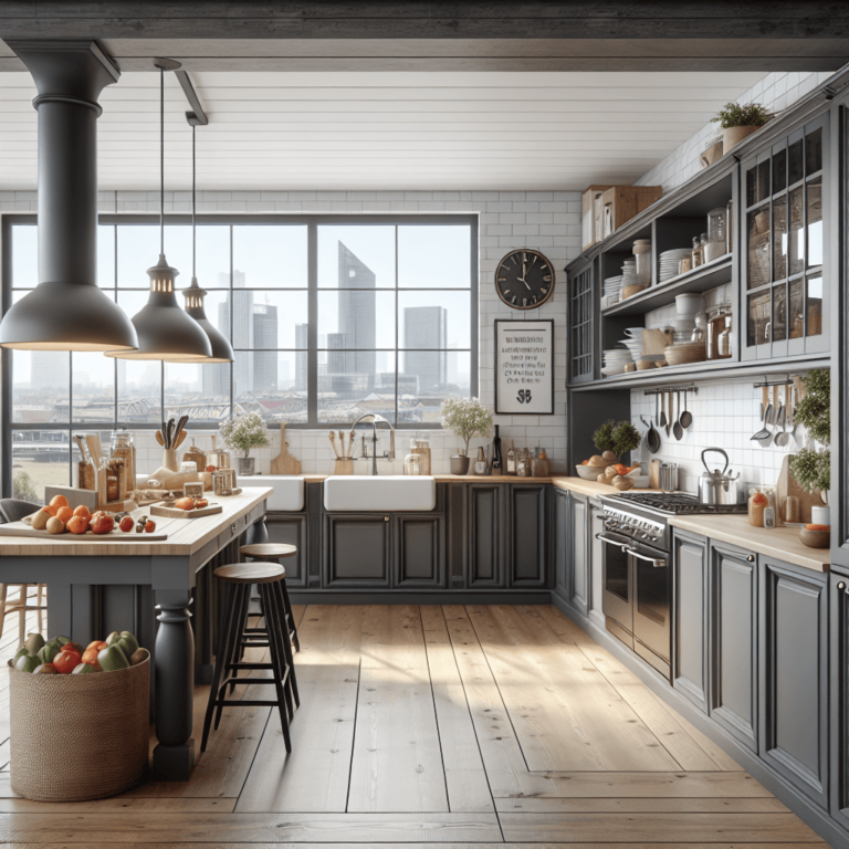 anthrazitfarbene Landhausküche-Hannover