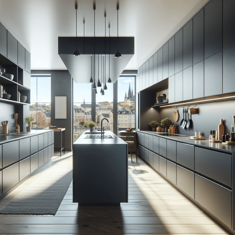 anthrazitfarbene Schwebende Küche-Hannover