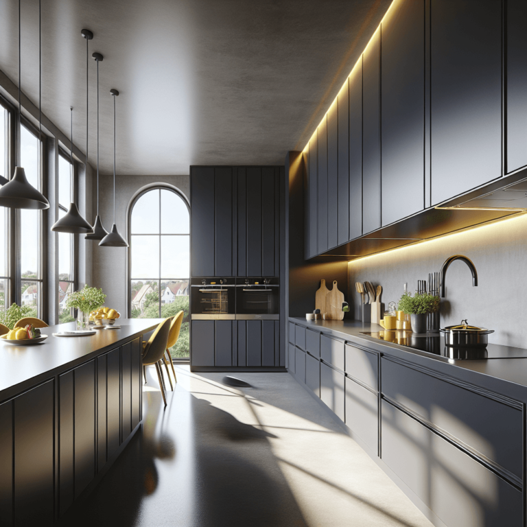 anthrazitfarbene Singleküche-Hannover