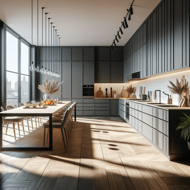 anthrazitfarbene einzeilige Küche-Hannover