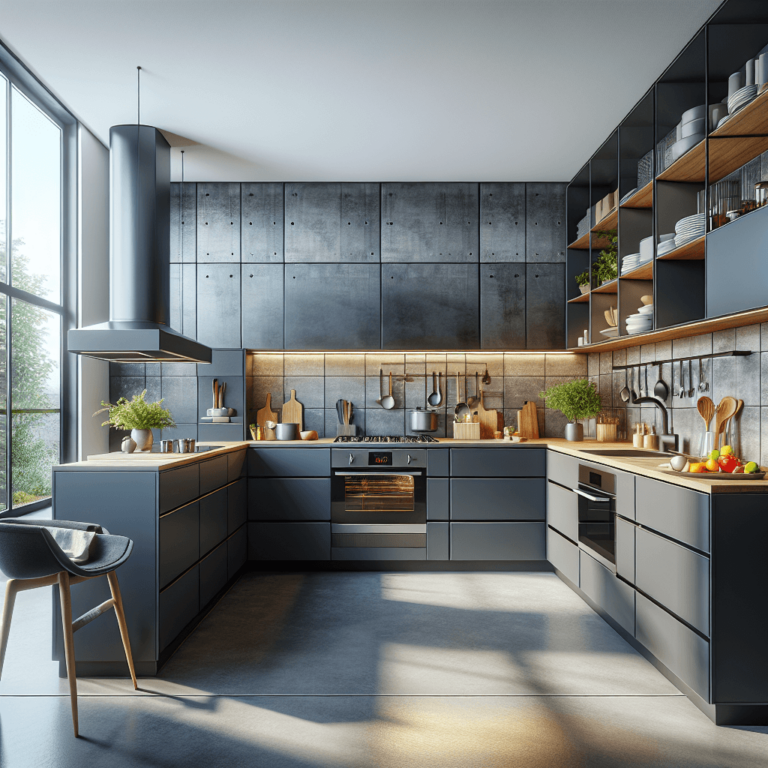 anthrazitfarbene mehrzeilige Küche-Hannover