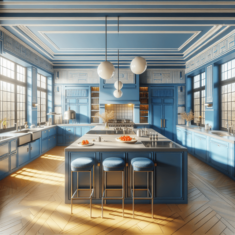 blaue Küche im Art-Deco-Stil-Hannover