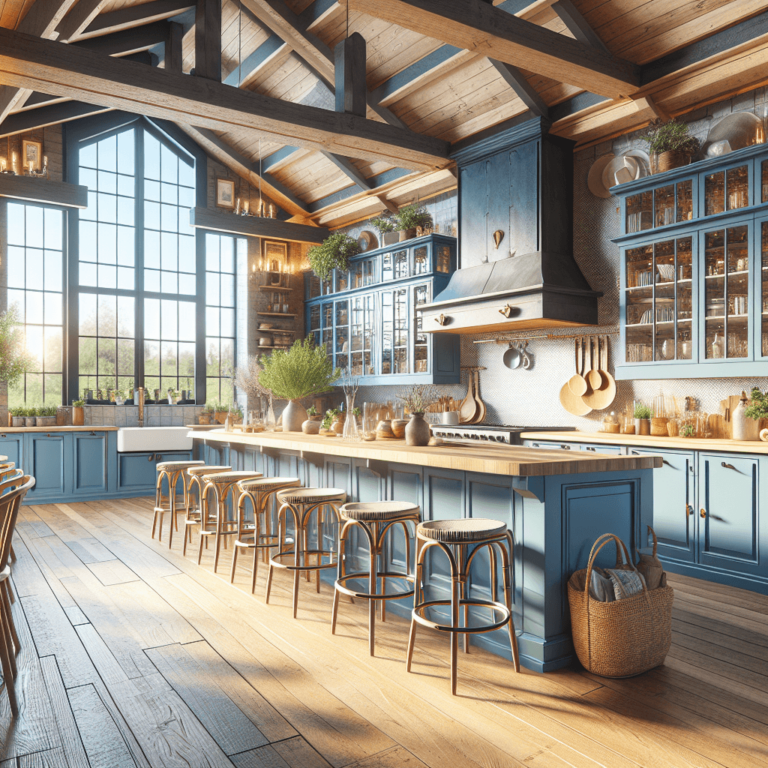 blaue Küche im Bauernhausstil-Hannover