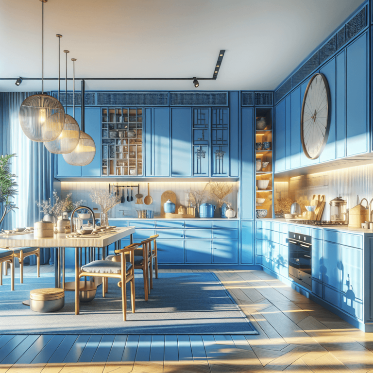 blaue Küche im asiatischen Stil-Hannover