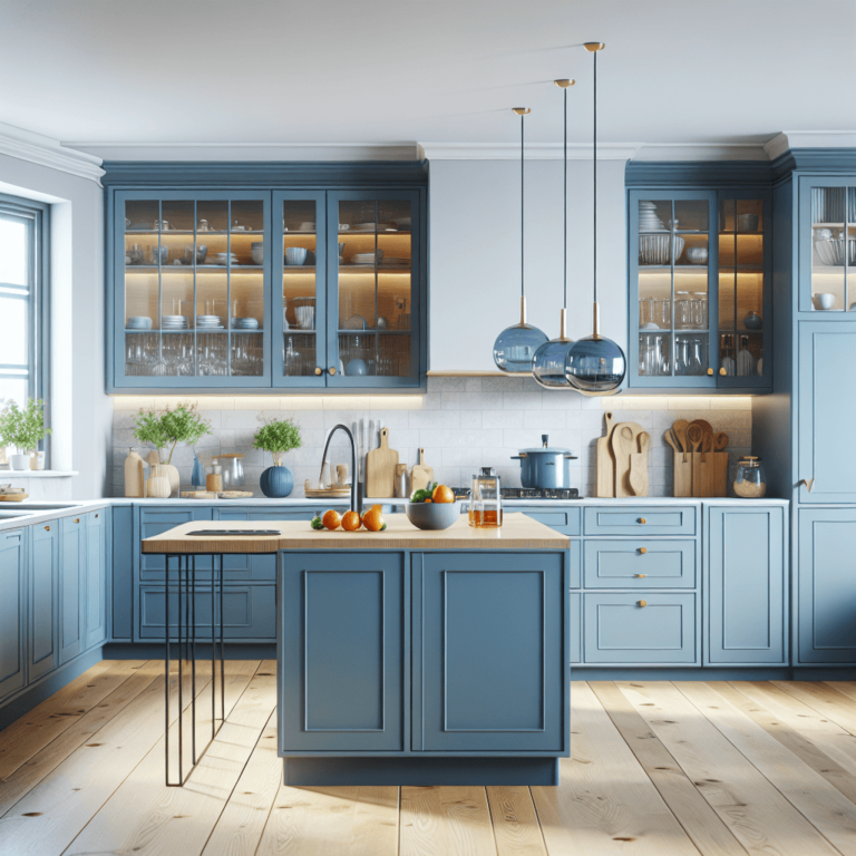 blaue Küche im skandinavischen Stil-Hannover