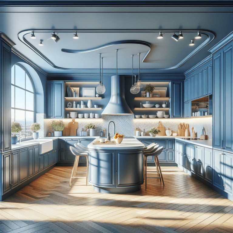 blaue Küche in G-Form-Hannover