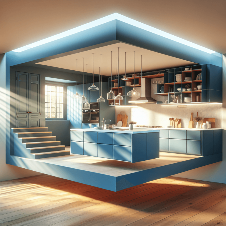 blaue Schwebende Küche-Hannover