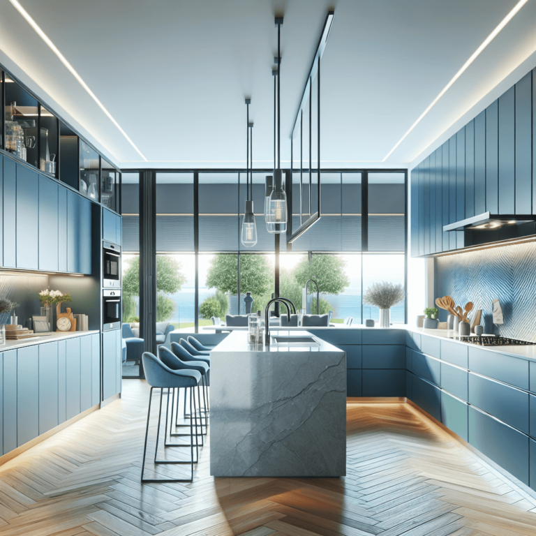 blaue Wohnküche-Hannover