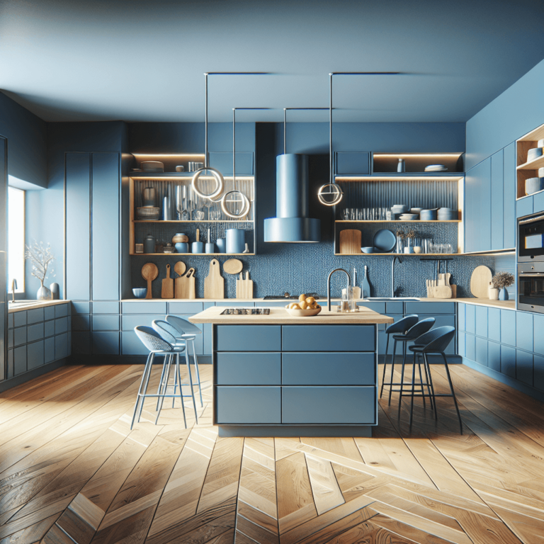 blaue einzeilige Küche-Hannover