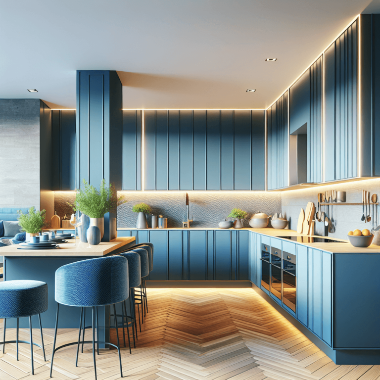 blaue mehrzeilige Küche-Hannover