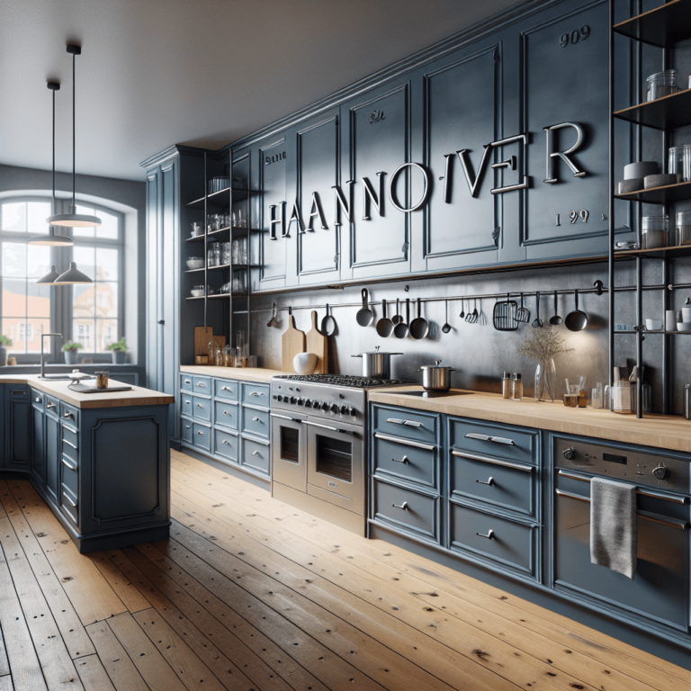 blaugraue Industrielle Küche-Hannover