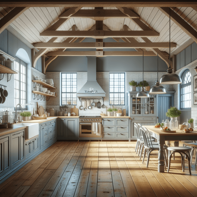 blaugraue Küche im Bauernhausstil-Hannover