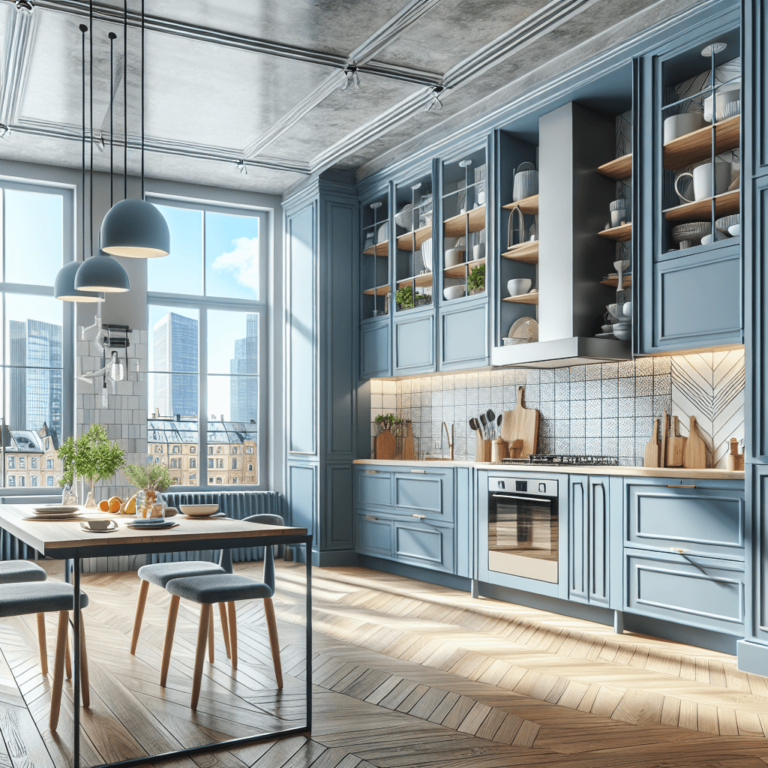 blaugraue Küche im skandinavischen Stil-Hannover