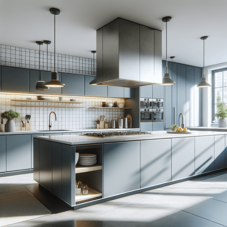 blaugraue Küche in L-Form-Hannover
