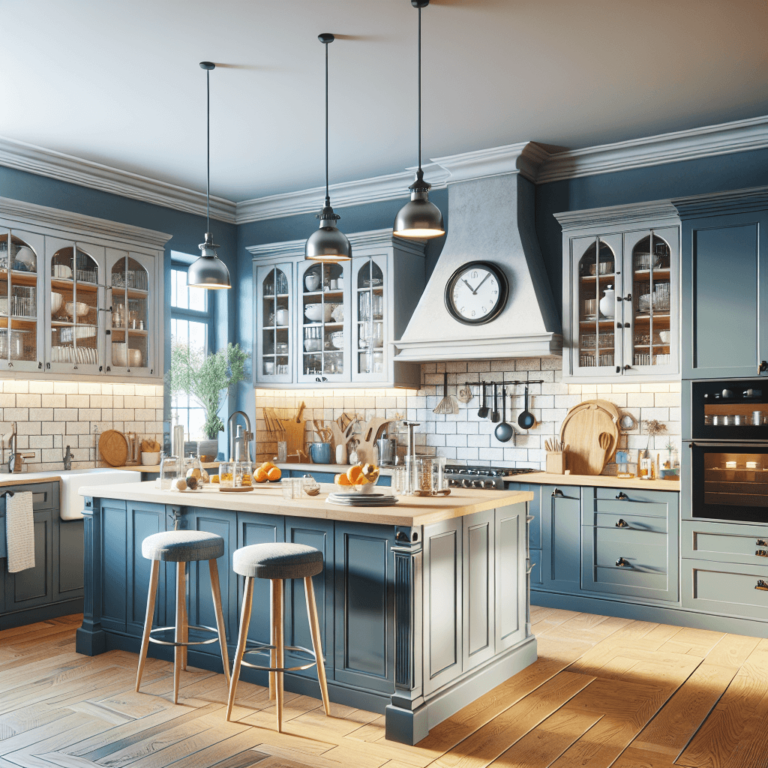 blaugraue Landhausküche-Hannover