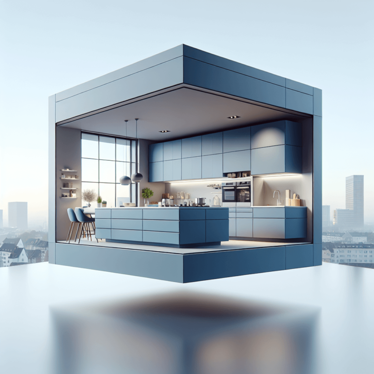 blaugraue Schwebende Küche-Hannover