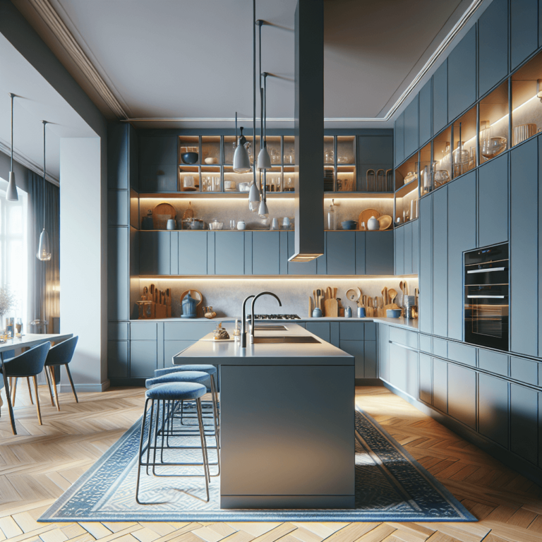 blaugraue einzeilige Küche-Hannover