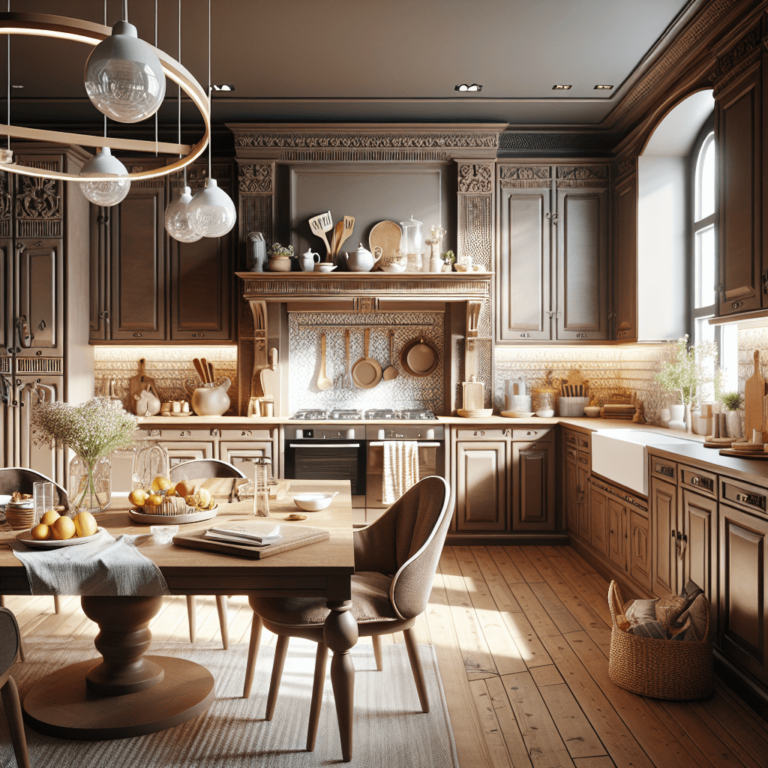 braune Küche im Shabby Chic Stil-Hannover