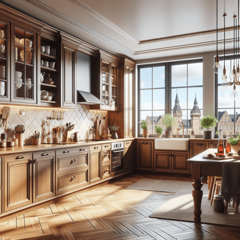 braune Küche im Vintage Chic Stil-Hannover