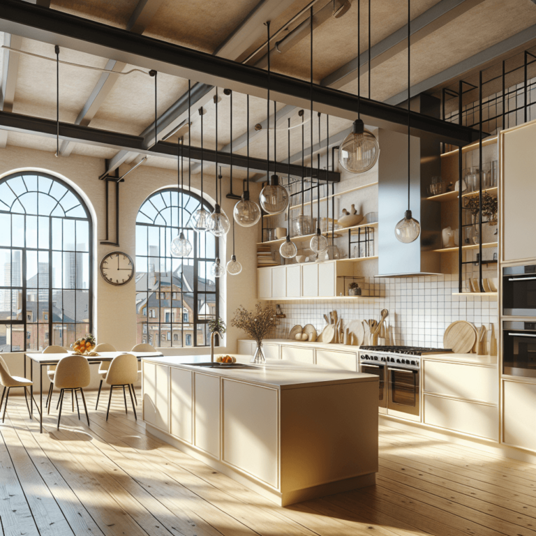 cremefarbene Küche im Loftstil-Hannover