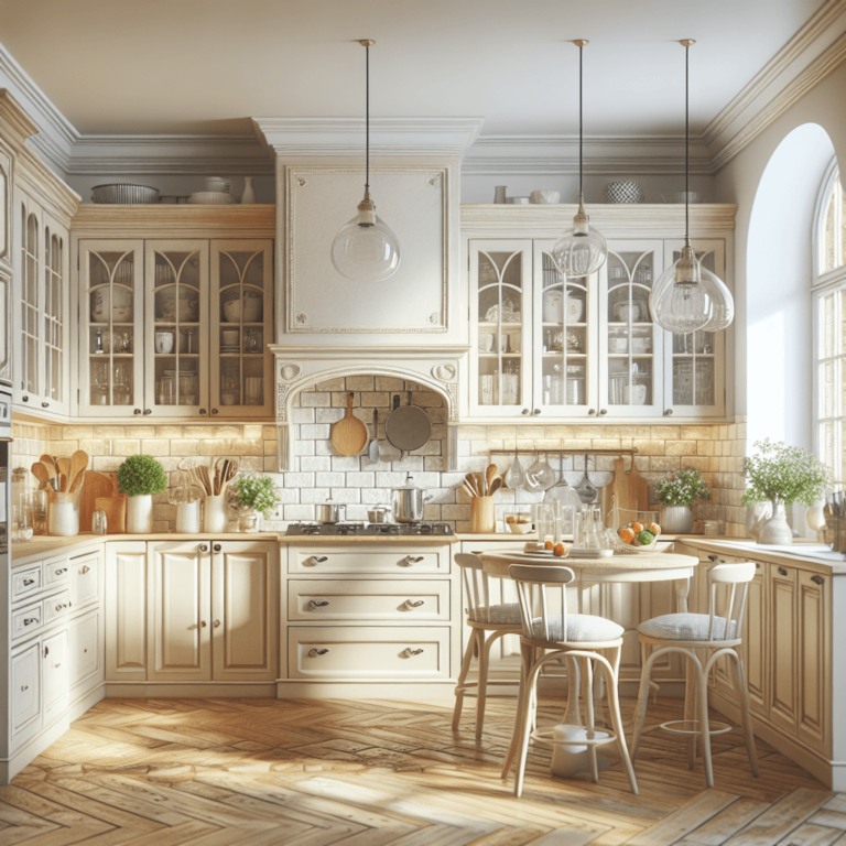 cremefarbene Küche im Shabby Chic Stil-Hannover