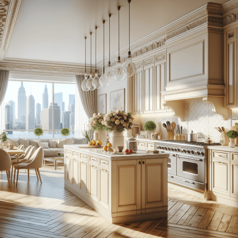 cremefarbene Küche im Vintage Chic Stil-Hannover