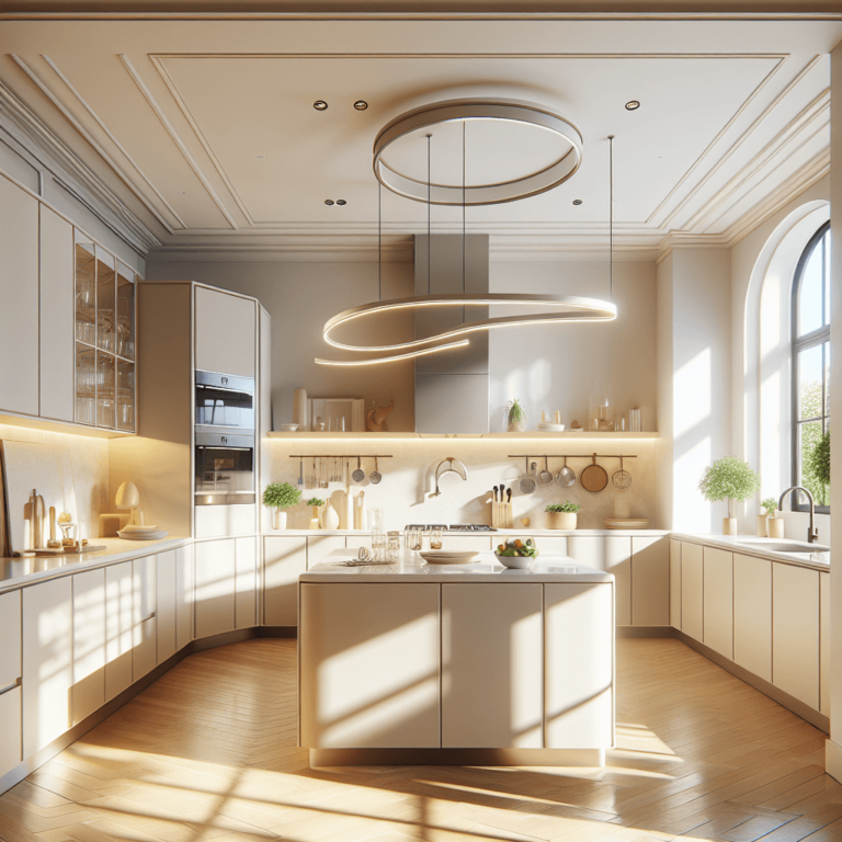 cremefarbene Küche in G-Form-Hannover