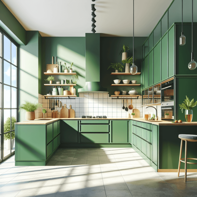 grüne Küche in L-Form-Hannover
