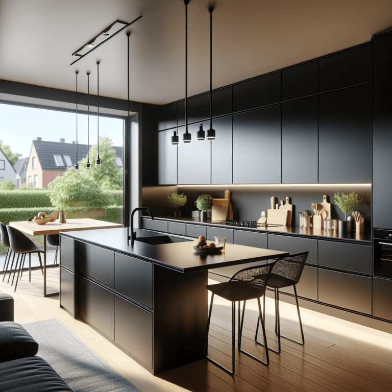 schwarze Küche in G-Form-Hannover