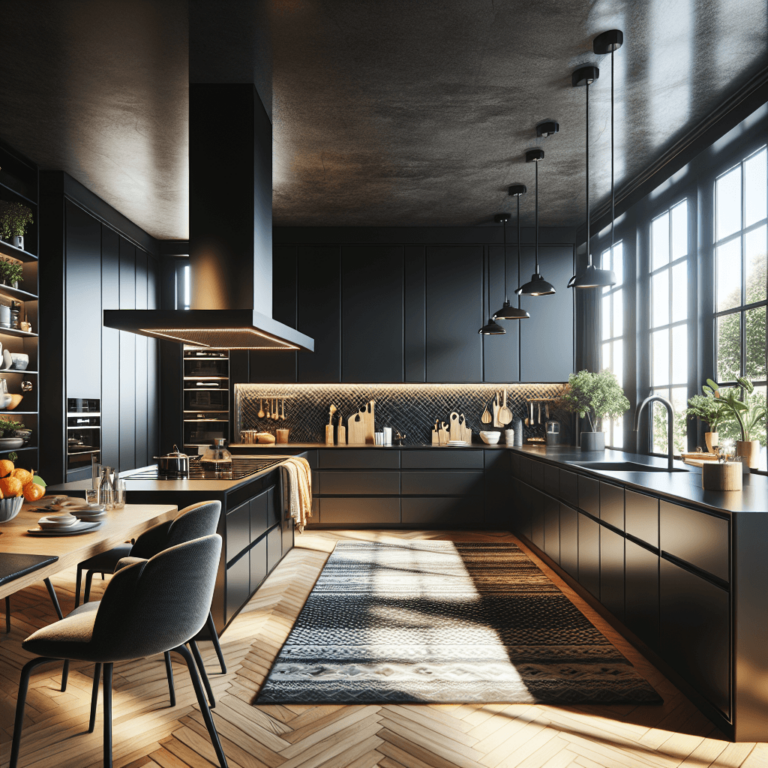 schwarze Küche in L-Form-Hannover