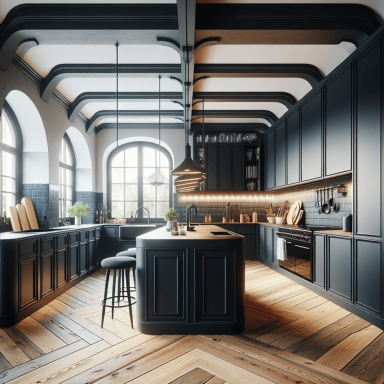 schwarze Küche in U-Form-Hannover